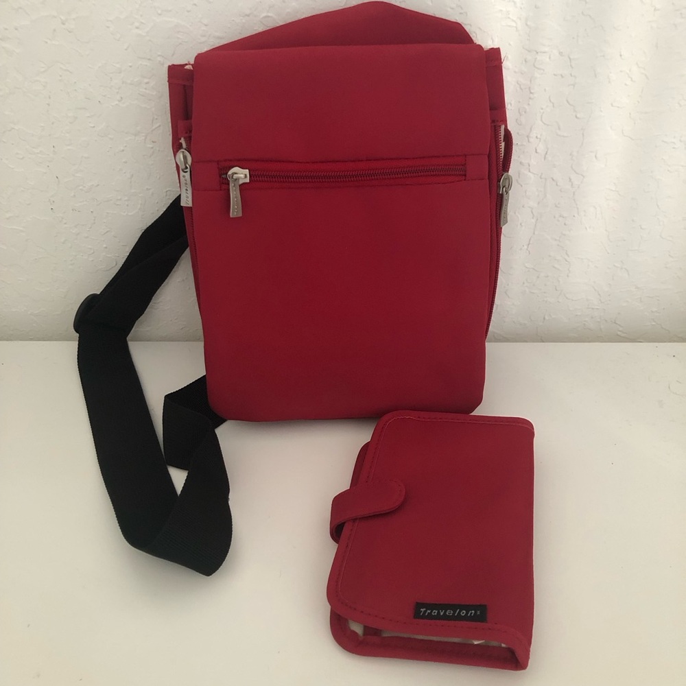Travelon Red Crossbody and Wallet Bundle